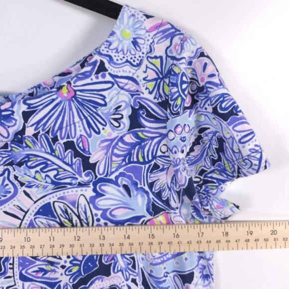 Lilly Pulitzer Short Sleeve Bay Dress Iris Blue Namastay In The Jungle MEDIUM - Picture 9 of 13